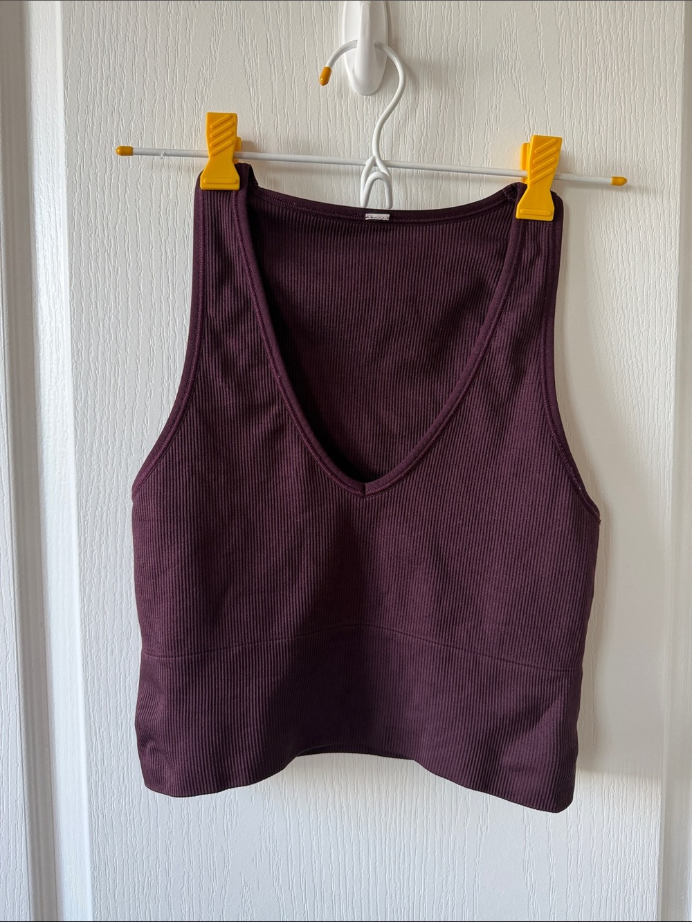Athleta Ribbed V-Neck Tank Top in Deep Plum